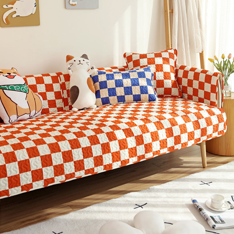 Capa de sofá protetora de móveis anti-riscos xadrez colorido
