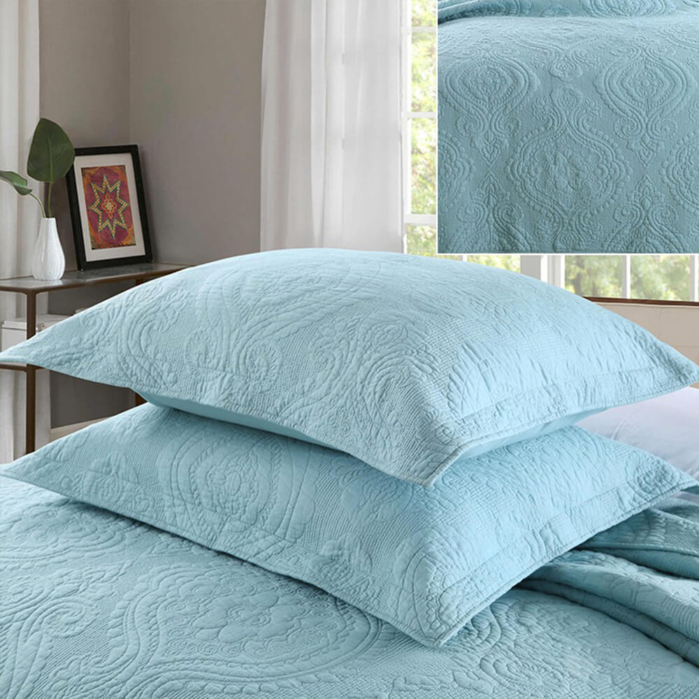 Luxury Lightweight Reversible Solid Quilted Cotton Bedspread Set