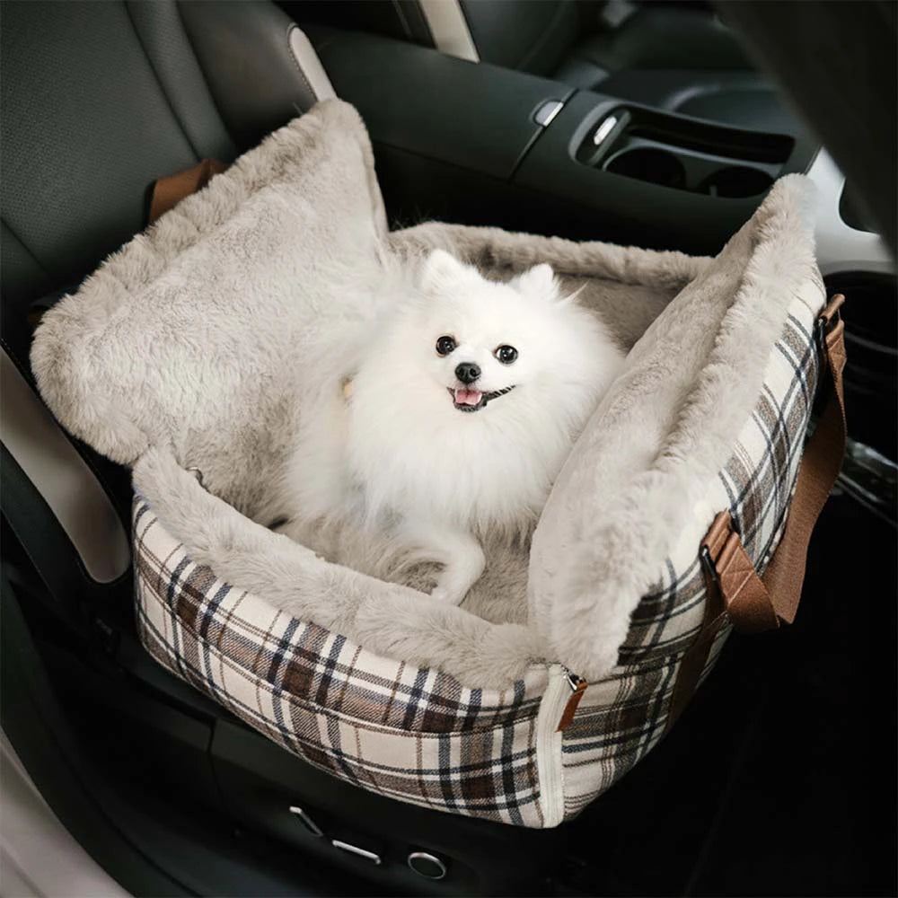 3 in 1 Fluffy Warmth Safe Dog Booster Car Seat Bed - Winter Cruiser