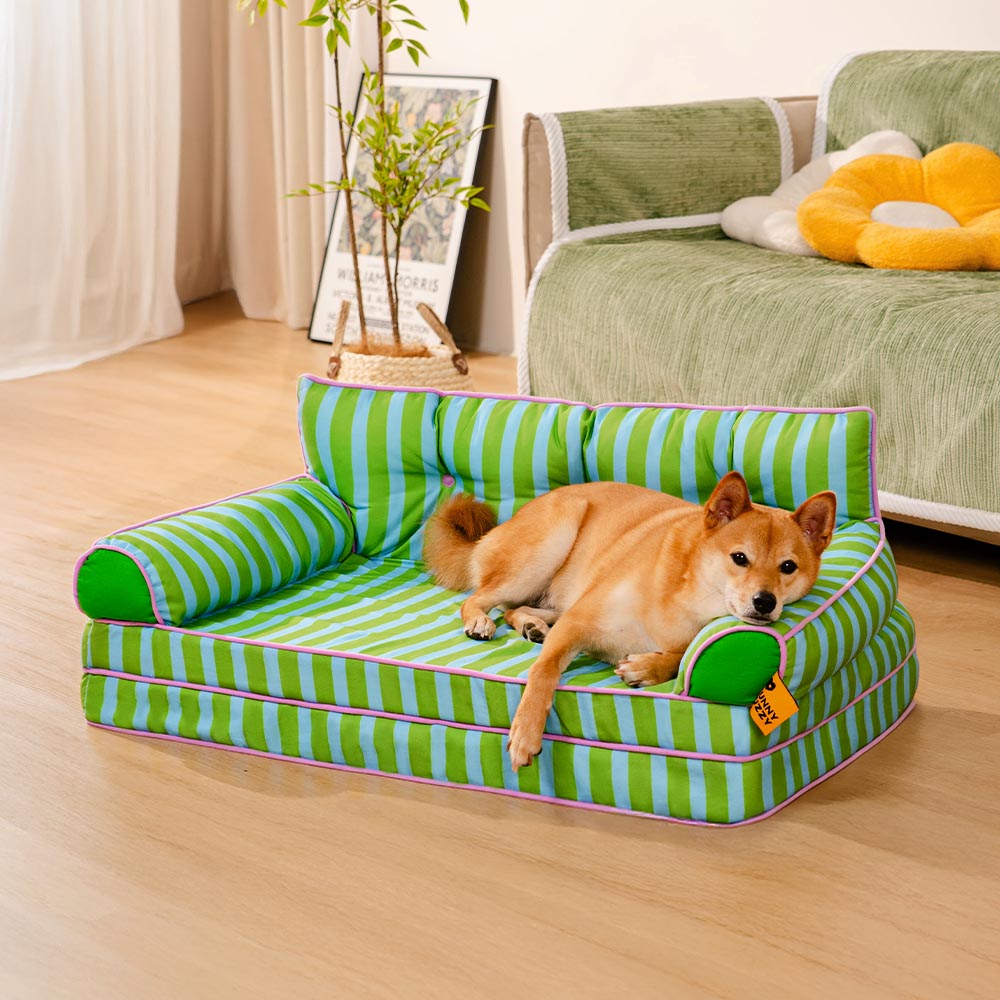 Stripe Waterproof Foldable Dog Sofa Bed - Sunny Siesta