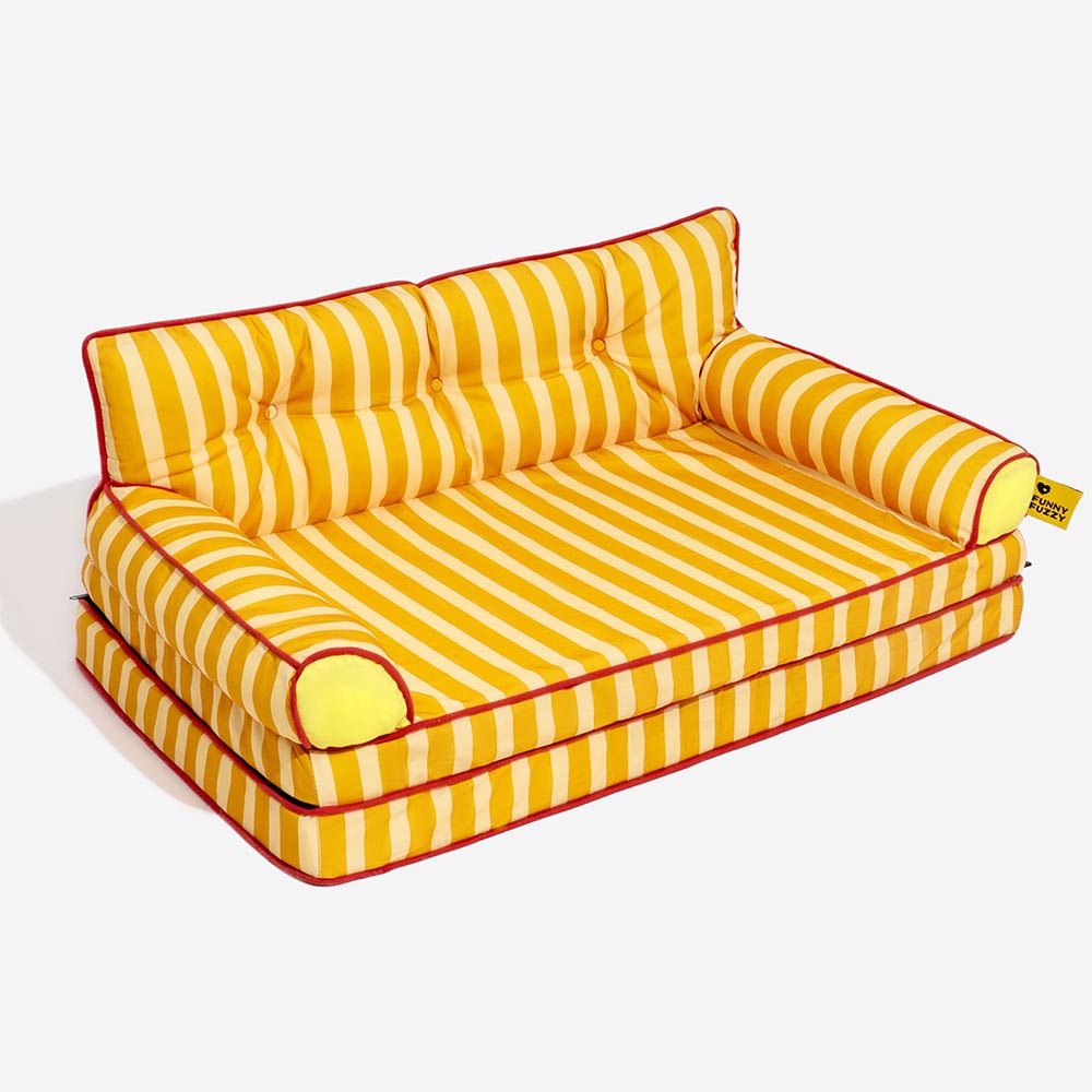 Stripe Waterproof Foldable Dog Sofa Bed - Sunny Siesta