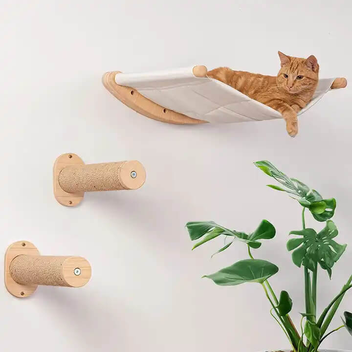 Wall-Mounted Cat Shelves Cat Wall Hammock with Steps