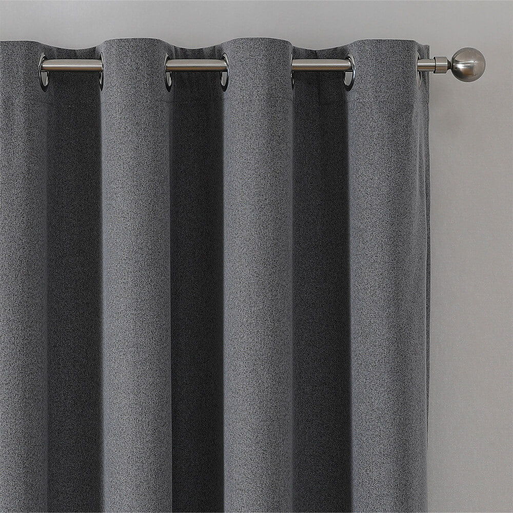 Waterproof Solid Color Linen Blend Blackout Curtains