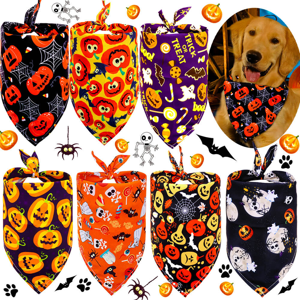 Halloween Pet Triangle Bandana | Skull, Ghost & Pumpkin Dog Cat Bandana