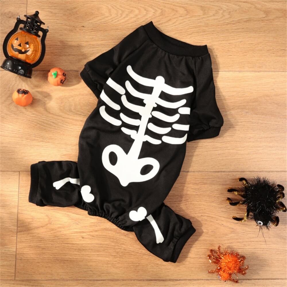 Glow-in-the-Dark Skeleton Dog Costume – Perfect for Halloween Night