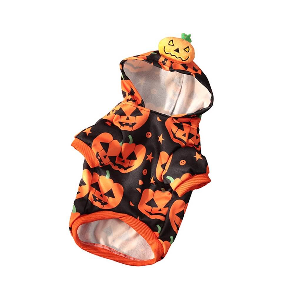 Halloween Pumpkin Print Hooded Sweatshirt for Pets