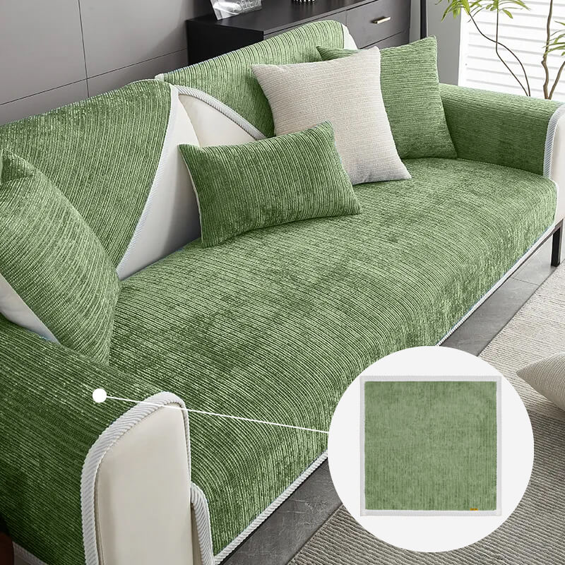 Capa de sofá anti-arranhões simples listrada de chenille para animais de estimação