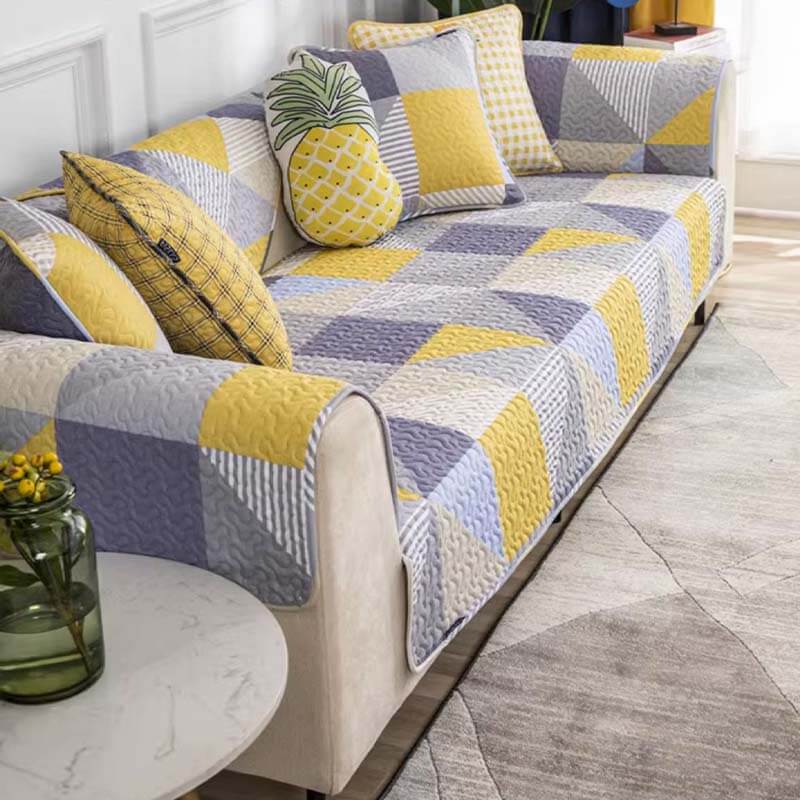 Capa de sofá lavável com padrão geométrico artístico