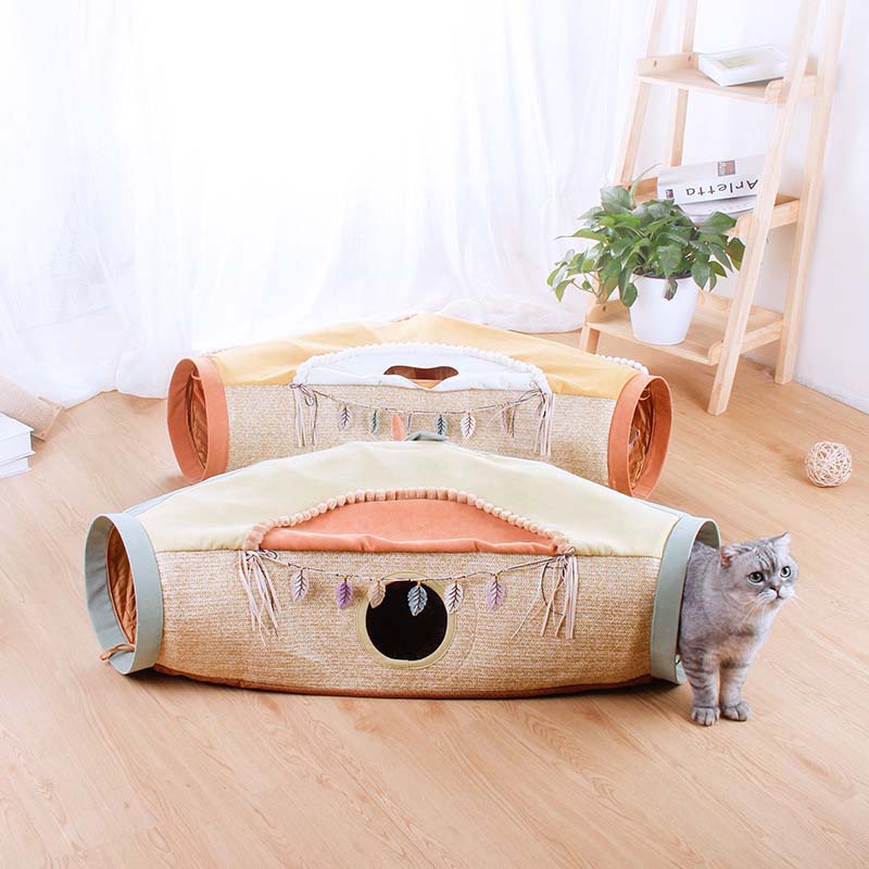 Cama de túnel dobrável para brincar de gato