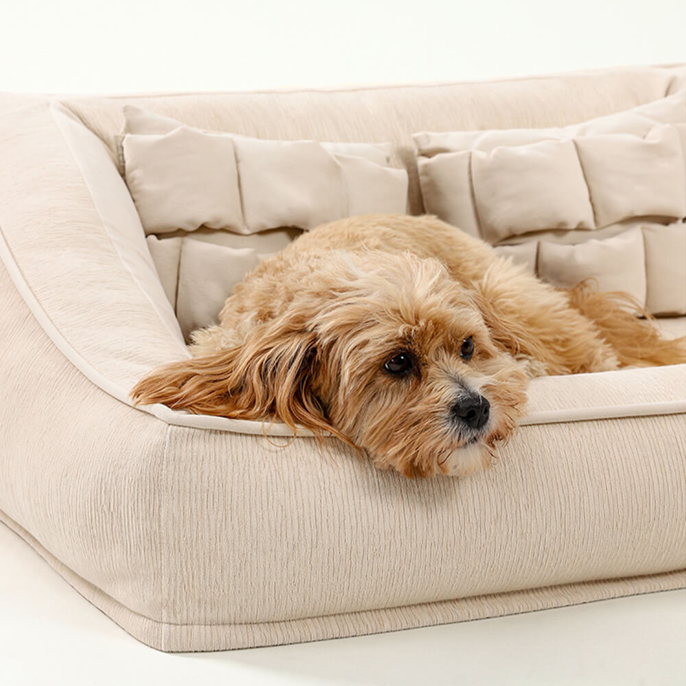 Sofá-cama ortopédico confortável para cães à prova d'água e à prova de manchas com travesseiro