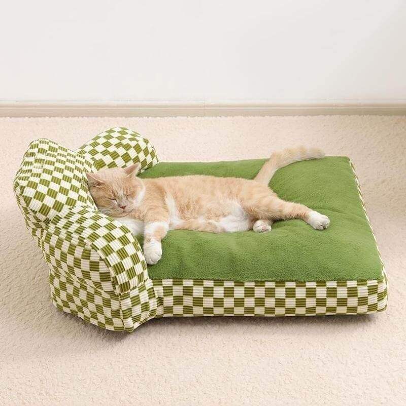 Sofá para animais de estimação com encosto completo Sofá-cama de pelúcia para cães e gatos