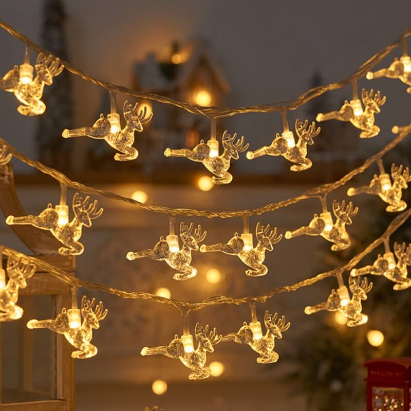 Luzes LED Luzes de corda USB para renas e flocos de neve de Natal