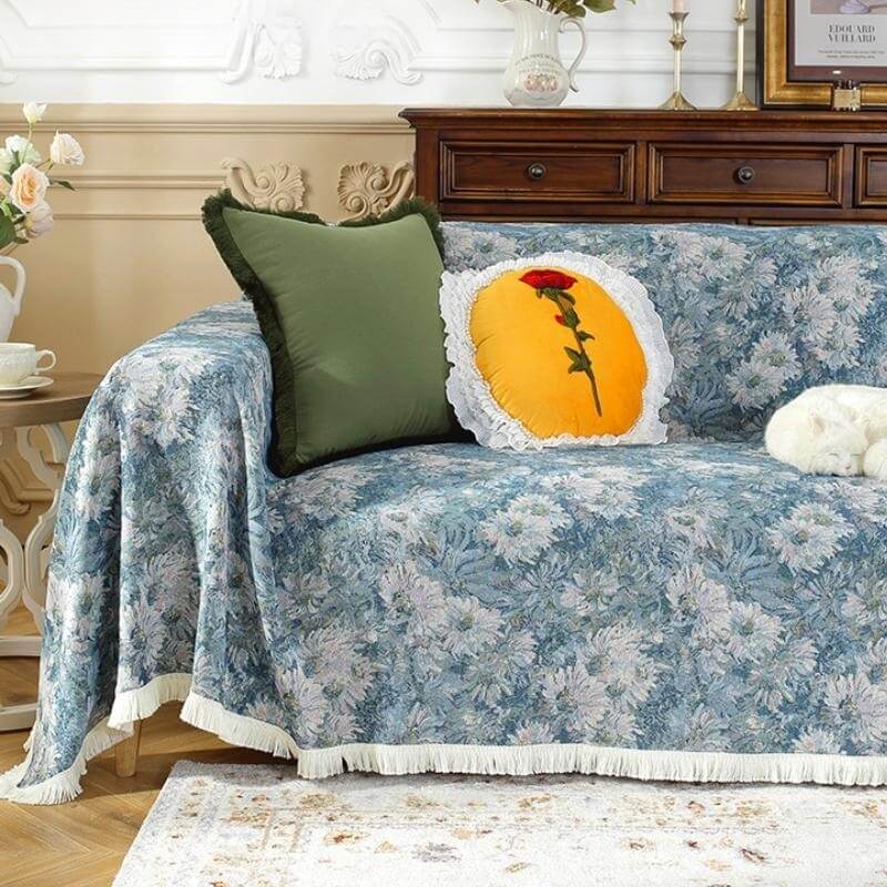 Capa protetora para sofá tingido com fio de jardim Monet