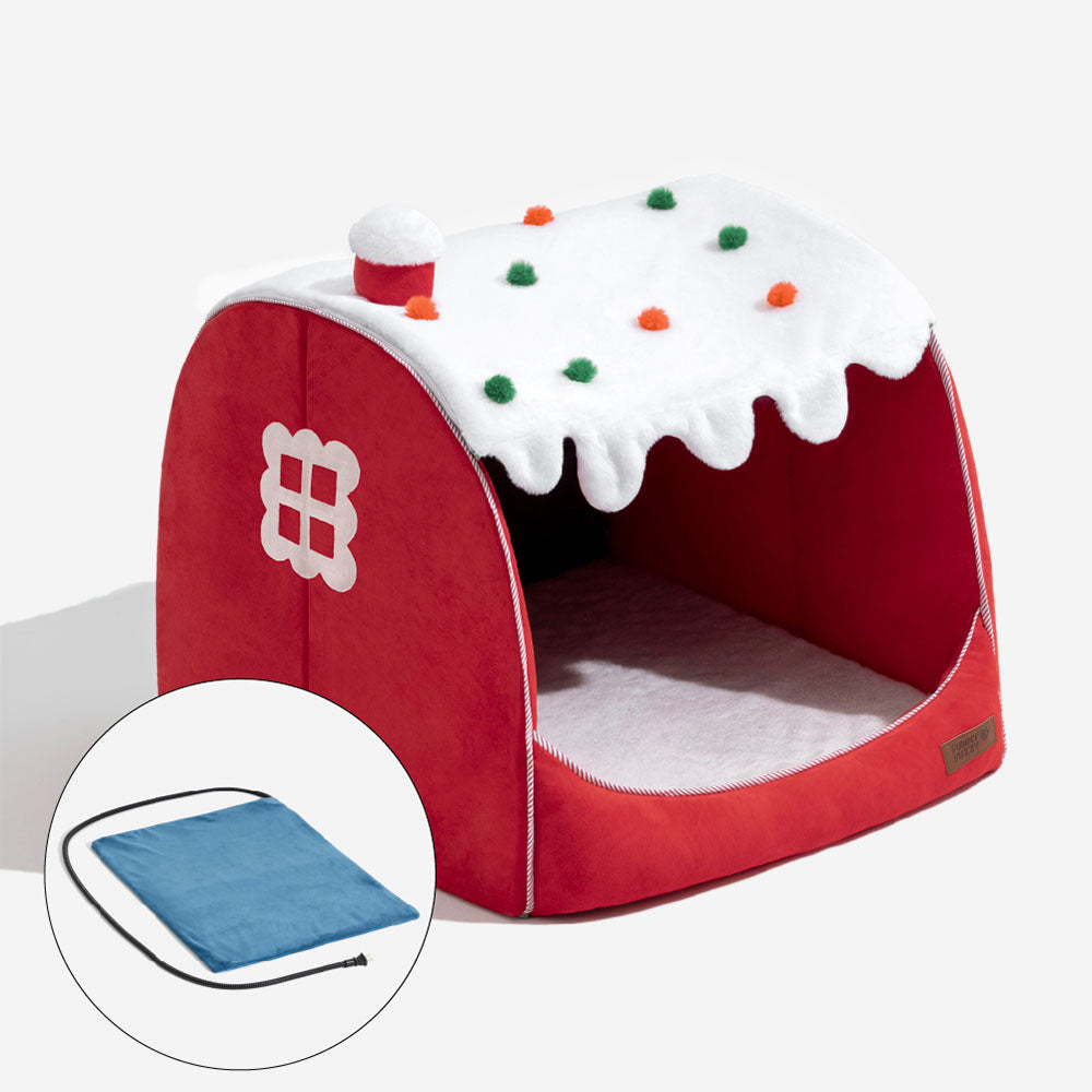 Festive Snow House Orthopedic Dog Bed - Christmas Warmth