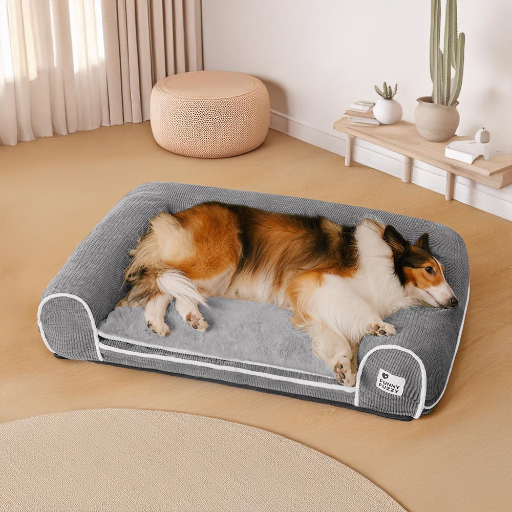 Sofá-cama ortopédico de flanela de dupla camada para cães Deluxe