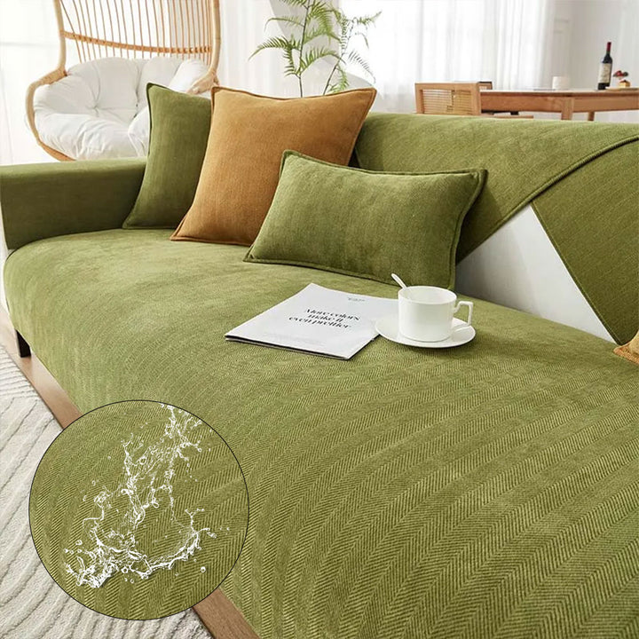 Capa de sofá protetora de móveis em tecido de chenille espinha de peixe