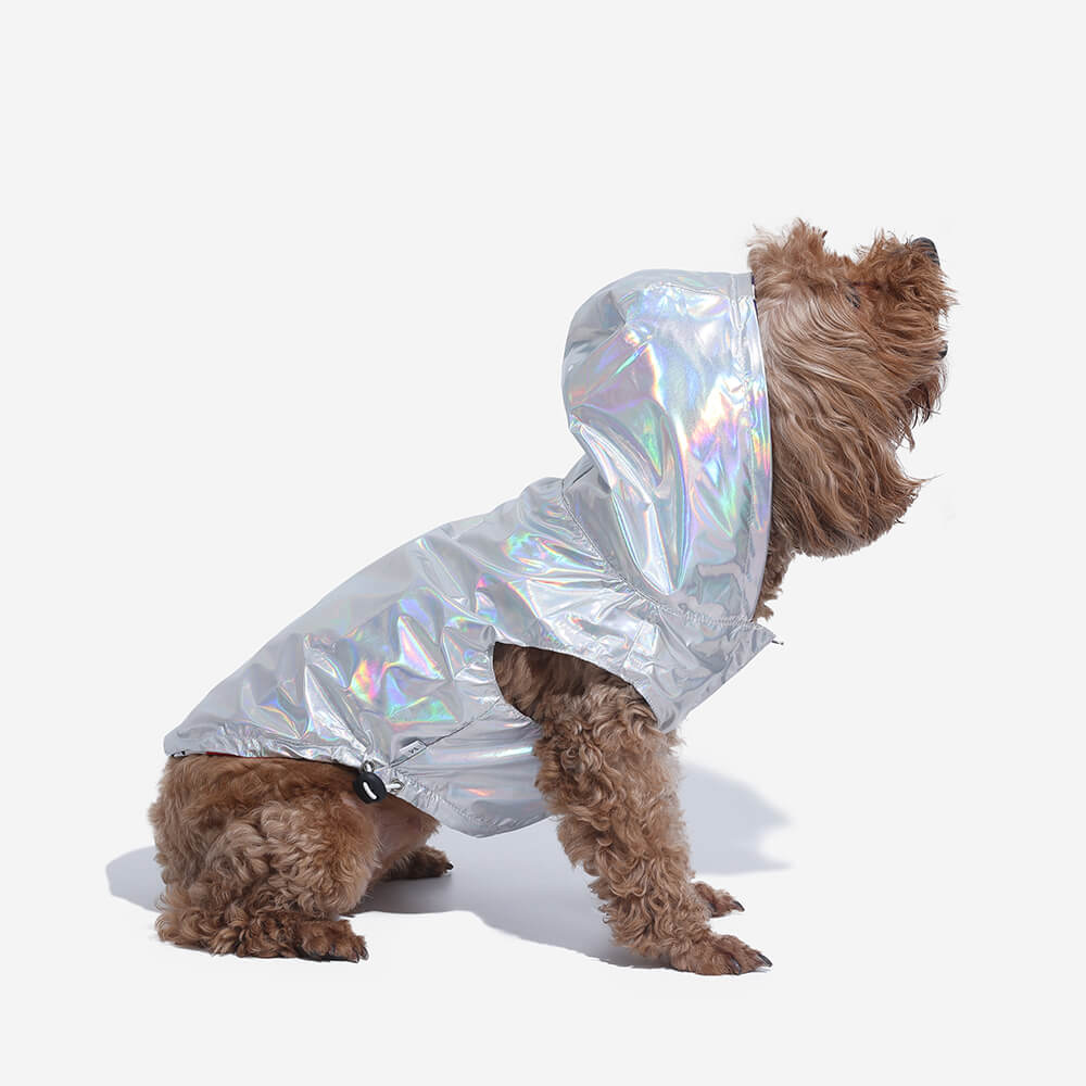 Capa de chuva reversível impermeável para cães - Graffiti e iridescente