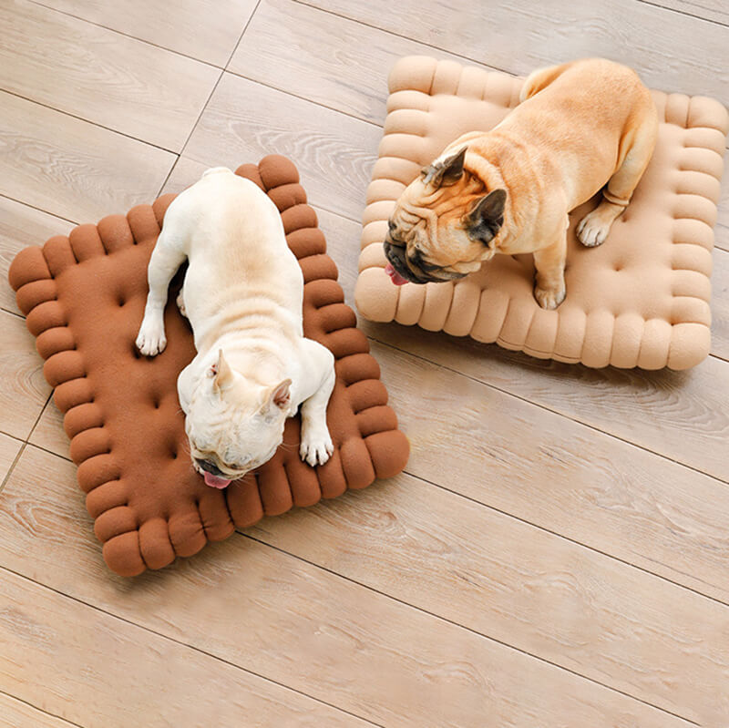 Cama de cachorro acolchoada de biscoito